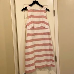 Linen Blend A-Line Striped Dress
